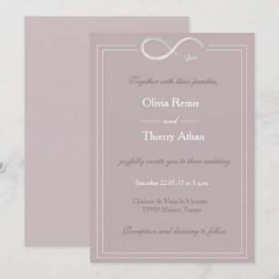 Invitation Mariage blanc gris clair unique signe d'infini