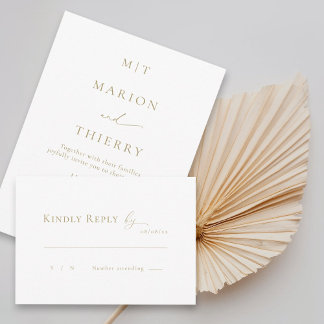 Invitation Mariage blanc minimaliste moderne RSVP