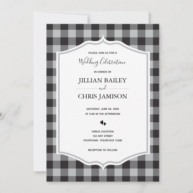 Invitation Mariage blanc noir blanc blanc blanc classique Buf (Devant)