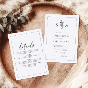 Invitation Mariage blanc noir tout-en-un
