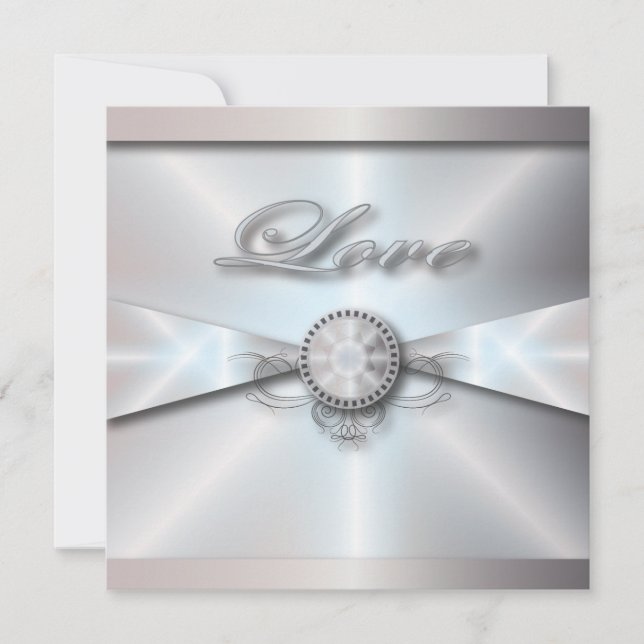 Invitation mariage blanc perle classique (Devant)