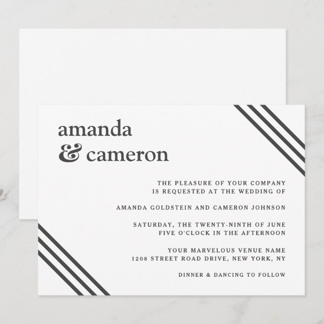 Invitation Mariage blanc simple et élégant (Devant / Derrière)