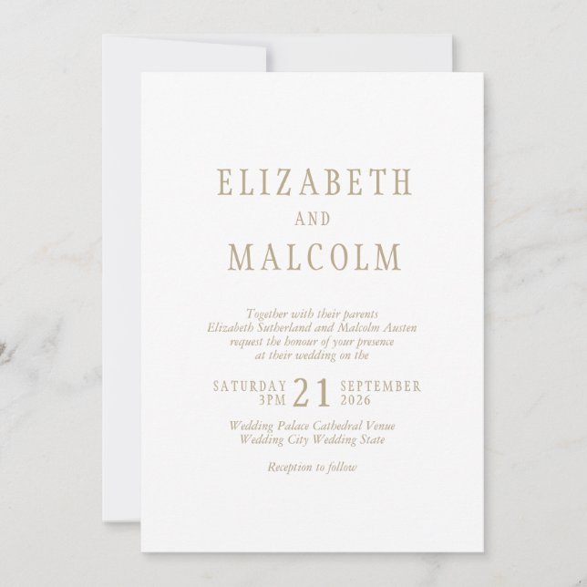 Invitation Mariage blanc simple et élégant (Devant)