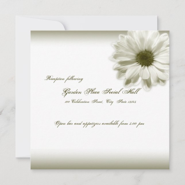 Invitation Mariage blanc Vintage Chrysanthème (Devant)