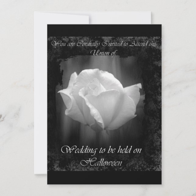 Invitation Mariage-Blanche de rose de Halloween (Devant)