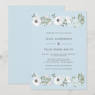 Invitation Mariage bleu anémone vintage