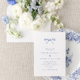 Invitation Mariage bleu arc Vintage simple