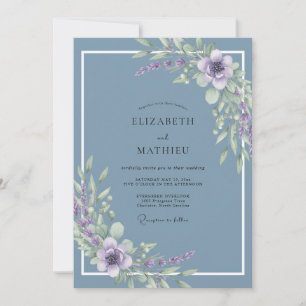 Invitation Mariage Bleu Ardoise Sérénité Lavande