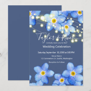 Invitation Mariage Bleu Campagnard Forget-Me-Nots