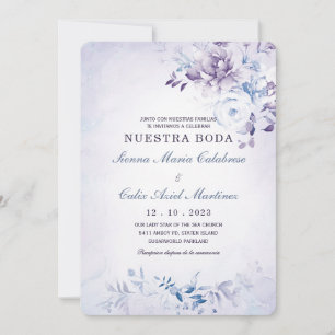 Invitation Mariage Bleu Clair et Lavande