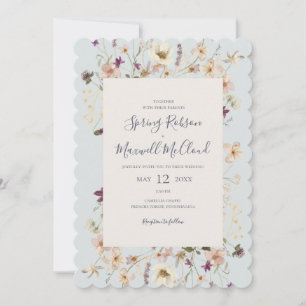 Invitation Mariage bleu clair Fleur sauvage ressort