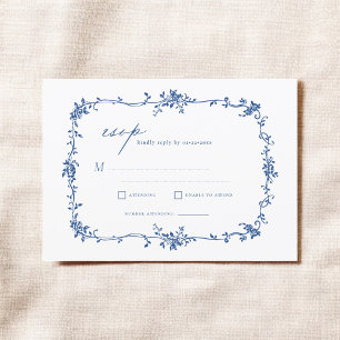 Invitation Mariage bleu de la marine Vintage victorienne RSVP