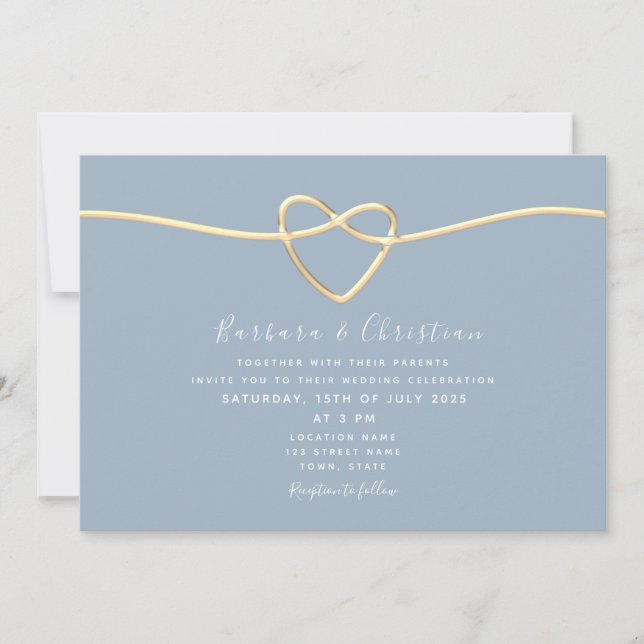 Invitation Mariage bleu Dusty (Devant)