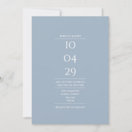 Invitation Mariage bleu Dusty minimaliste Date Tout en un