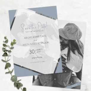 Invitation Mariage bleu Dusty minimaliste moderne Enregistrer