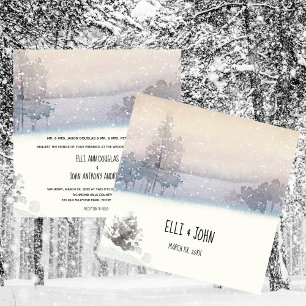 Invitation Mariage Bleu et Blanc d'Hiver