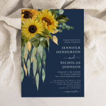 Mariage bleu floral de la marine tournesol Eucalyp
