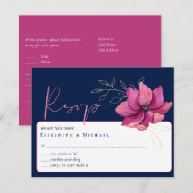 Mariage bleu Fuchsia Marine rose RSVP