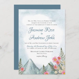 Invitation Mariage bleu Mountain Asters