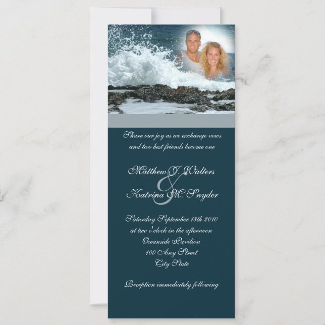 Invitation Mariage bleu océan (Devant)