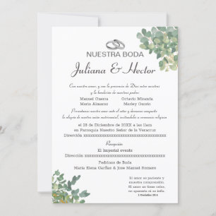 Invitation Mariage Bleu Pastel et Verdure 