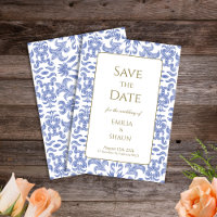 Mariage bleu pierre à motif Enregistrer les dates