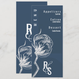 Invitation Mariage bleu Plante en coton botanique