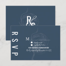 Invitation Mariage bleu Plante en coton botanique