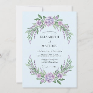 Invitation Mariage Bleu Poudre Éthéré Lavande
