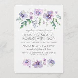 Invitation Mariage bleu violet d'aquarelle