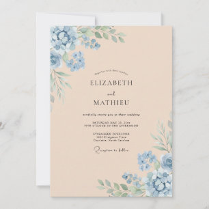 Invitation Mariage Bleuet Champagne Foliage Eucalyptus