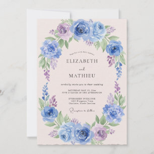 Invitation Mariage Bleuet Lilas Ranunculus Eucalyptus