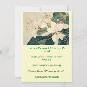 Invitation Mariage Blockwood American Basswood Flowers