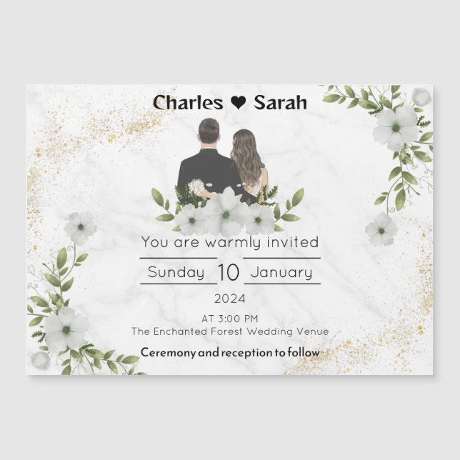 Invitation mariage Blooms : Un conte de fées flora (Devant)