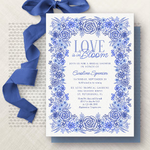 Invitation Mariage Blue Chinoiserie Floral