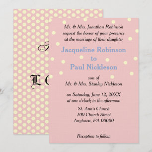 Invitation Mariage Blue Crème pois Roses