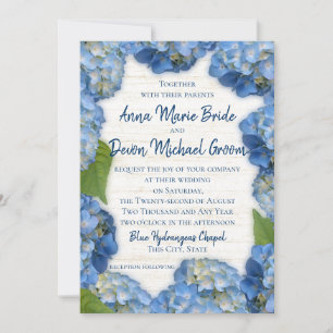 Invitation Mariage Blue Hydrangeas