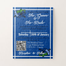 Invitation Mariage Blue Puzzle