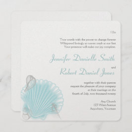 Invitation Mariage Blue Seashell Beach