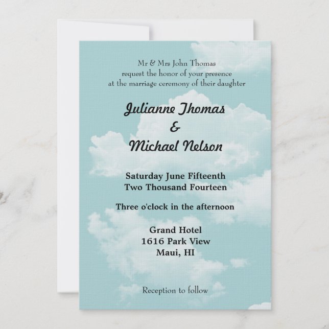 Invitation Mariage Blue Skies (Devant)