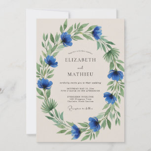 Invitation Mariage Blue Verdoyant Flourish