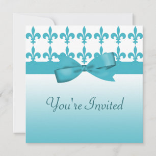Invitation Mariage Blue & White Fleur De Lis