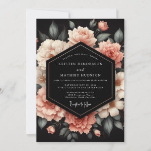 Invitation Mariage Blush Petal Noir