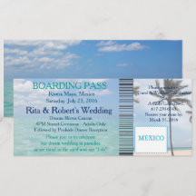 Mariage Boarding Pass Ticket Beach Destination