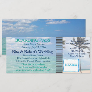 Invitation Mariage Boarding Pass Ticket Beach Destination