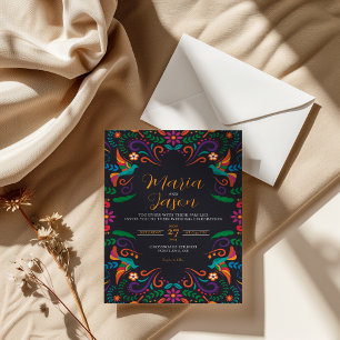 Invitation Mariage Boda coloré de la festa noire mexicaine