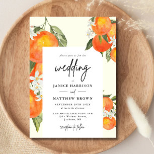 Invitation Mariage Bohème Abstrait Esquisse Orange Jardin