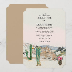 Invitation Mariage Bohème au Cactus du désert à l'aquarelle