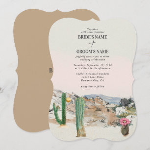 Invitation Mariage bohème au cactus du désert à l'aquarelle