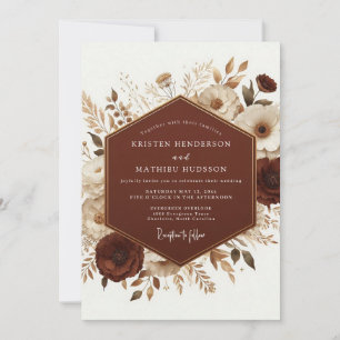 Invitation Mariage Bohème Automnal en Terracotta